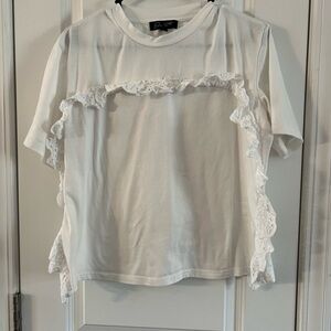 bebe Ivory Ruffle Lace Tee